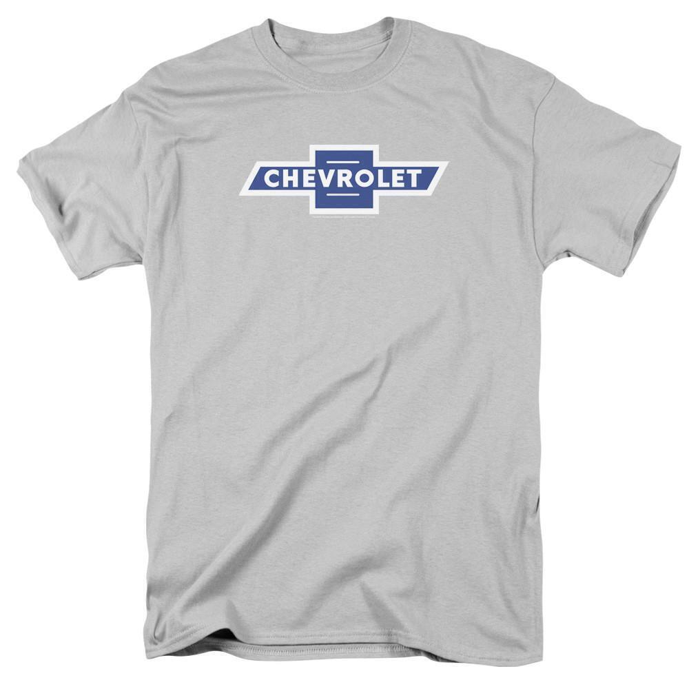 Chevrolet White Border Bowtie Adult 181 T Shirt Silver